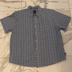 GAP Navy and White Plaid Shirt